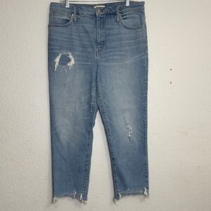 Madewell Classic Straight Jeans Distressed High Rise Denim Womens Size 32 Casual